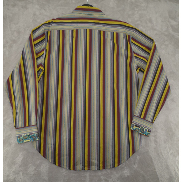 Robert Graham Button Down Shirt Mens Large Multicolor Paisley Embroidered Bold - Picture 7 of 8